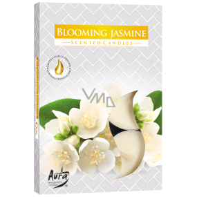 Bispol Aura Blooming Jasmine - Blooming jasmine scented tea candles 6 pieces