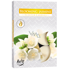Bispol Aura Blooming Jasmine - Blooming Jasmine Scented Tealight Candles 6 Pieces