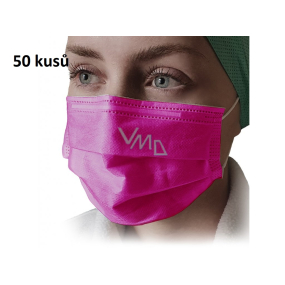 Veil 3 layers protective medical non-woven disposable, low breathing resistance 50 pieces pink