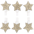 Wooden star on a clip with golden stones 3 cm 6 pieces