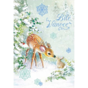 Ditipo Playing card White Christmas Roe deer with bunny Karel Gott White Christmas 224 x 157 mm