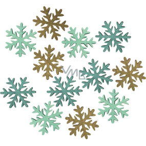Wooden flakes green, turquoise, brown 4 cm 12 pieces
