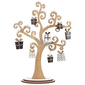 Wooden tree with black and white gifts 30 cm
