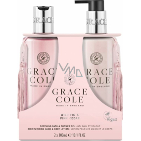 Grace Cole Wild Fig & Pink Cedar - Fig and pink cedar shower gel 300 ml + moisturizing body lotion 300 ml, cosmetic set for women