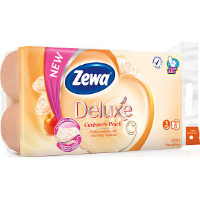 Zewa Deluxe Cashmere Peach 3-ply toilet paper, 8 rolls, 19.3 m roll