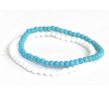 Agate white + Tyrkenite surf bracelet elastic natural stone, ball 5 mm / 18 - 19 cm, 2 pieces set, stone calming