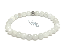 Moonstone blue bracelet elastic natural stone, ball 6 mm / 16 - 17 cm, stone of destiny