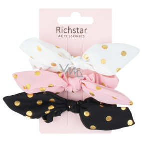 Richstar Accessories Fabric hair elastics with gold dots 3 pieces