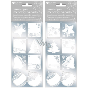 Self-adhesive gift tags shiny silver 10,5 x 28 cm 8 pieces