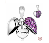 Sterling silver 925 Heart openable Sister I love you, pendant for bracelet family