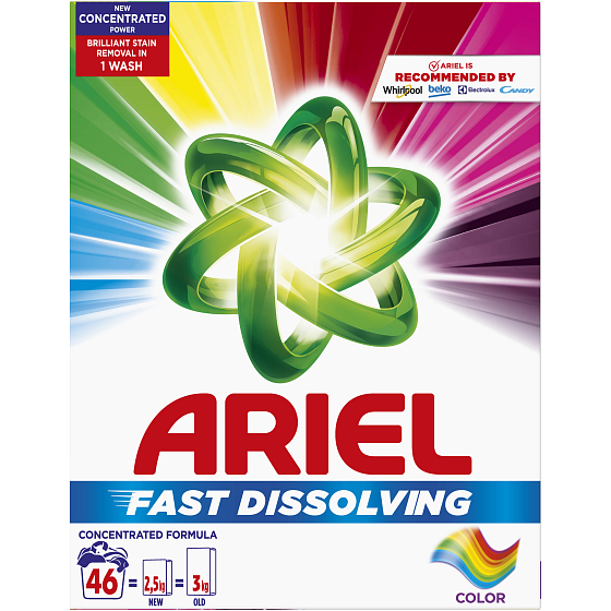 Ariel Fast Dissolving Color washing powder for coloured clothes 46 doses 2,53 kg