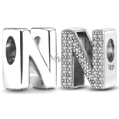 Sterling silver 925 Alphabet letter N, bead for bracelet