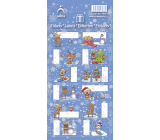 Arch Christmas labels stickers for gifts reindeer with hat, blue sheet 12 labels