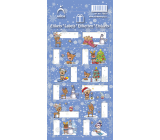 Arch Christmas labels stickers for gifts reindeer with hat, blue sheet 12 labels