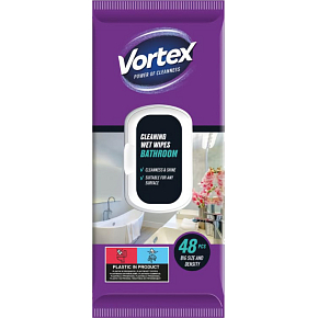 Vortex Moist Cleaning Wipes for Bathroom, 48 pcs