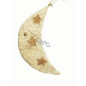 Sisal moon with glitter stars for hanging 21 cm