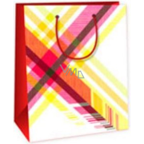 Ditipo Gift paper bag 18 x 10 x 22.7 cm white colored checkered