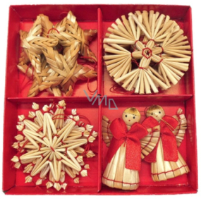 Straw ornaments in a box of 17 pieces