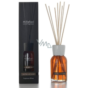 Millefiori Milano Natural Vanilla & Wood - Vanilla and Wood Diffuser 500 ml + 12 stalks in the length of 35 cm for large spaces lasts 6-7 months