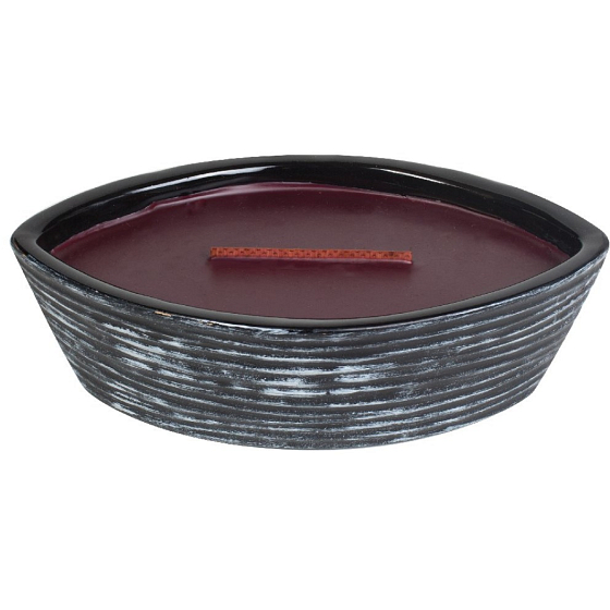 WoodWick Black Cherry - Black Cherry Collection Premium scented candle with wooden wide wick and boat lid 453 g