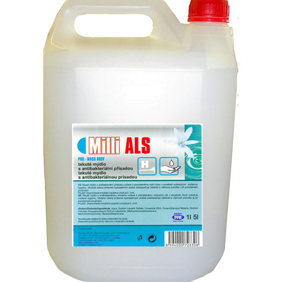 Milli Als professional antimicrobial liquid soap clean without perfume 5 l
