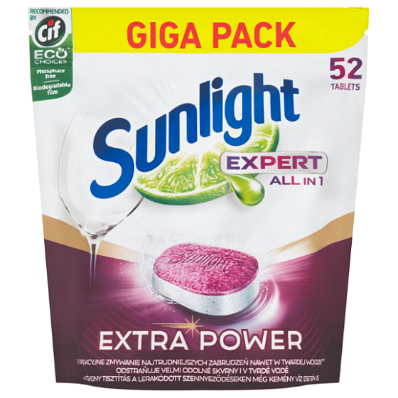 Sunlight Expert All in 1 Regular tablets in the dishwasher 52 tablets