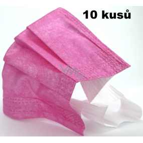 3-layer disposable protective non-woven drape, low breathing resistance 10 pieces light pink with wide rubber bands