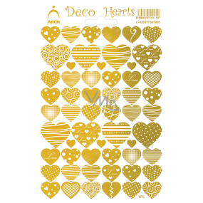 Arch Holographic decorative stickers hearts gold 18 x 12 cm 412