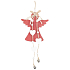 Red wooden angel for hanging with bell 11 x 25 cm