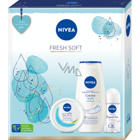 Nivea Fresh Soft Creme cream fresh moisturizer for the whole body 100 ml + Creme Soft creamy shower gel 250 ml + Original Care antiperspirant 50 ml, cosmetic set for women