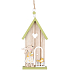 Green wooden house with bunny for hanging 16 cm