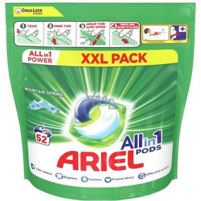 Ariel All in 1 Pods Mountain Spring gel capsules for washing white and light-coloured laundry 52 pieces