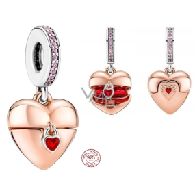 Charm Sterling silver 925 Love heart opening rose gold plated, love bracelet pendant