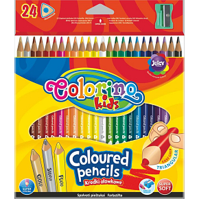 Colorino Crayons triangular 24 colours + pencil sharpener