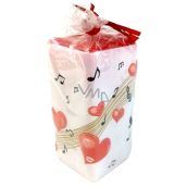 Emocio Heart with notes red candle prism 50 x 100 mm