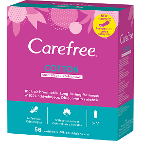 Carefree Cotton panty liners, 56 pcs
