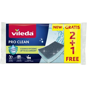 Vileda Pro Clean Dish Sponge, 2+1 pcs