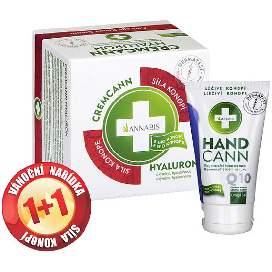 Annabis Cremcann Hyaluron hemp moisturizing face cream 50 ml + Handcann Q10 hemp regenerating hand cream, dry, cracked 75 ml
