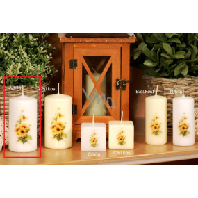 Lima Yellow flower scented candle white with decal cylinder 50 x 100 mm 1 piece