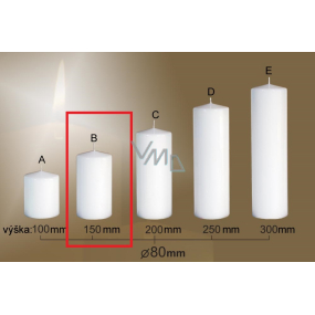 Lima Gastro smooth candle white cylinder 80 x 150 mm 1 piece