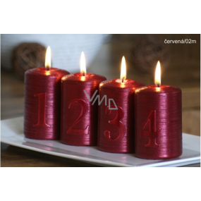 Lima Advent set with numbers candle red cylinder 60 x 90 mm 4 pieces