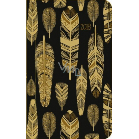 Albi Diary 2018 pocket weekly Black with gold feathers 9.5 cm × 15.5 cm × 1.1 cm