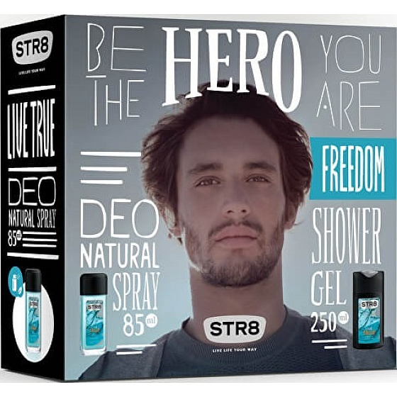 Str8 Live True perfumed deodorant glass for men 85 ml + shower gel 250 ml, cosmetic set