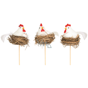 White hen in the nest recess 6 cm + skewers 1 piece