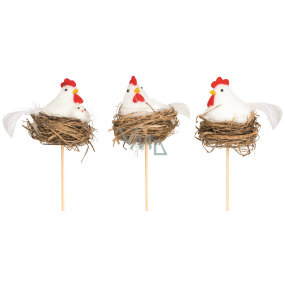 White hen in nest pick 6 cm + skewer 1 piece