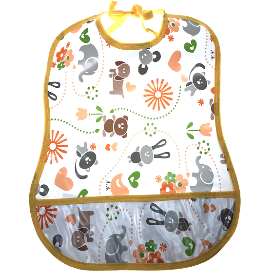 Plastic Nova Bib children's washable yellow animal hem