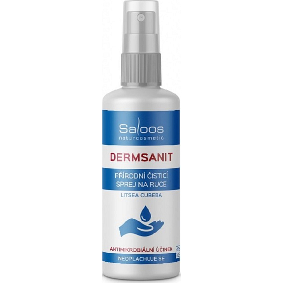 Saloos Dermsanit antimicrobial natural rinse-free hand cleaning spray 70% alcohol 100 ml