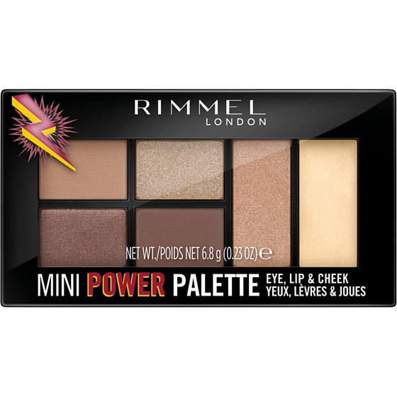 Rimmel London Mini Power Palette eyeshadow, lips, and face palette 001 Fearless 6.8 g
