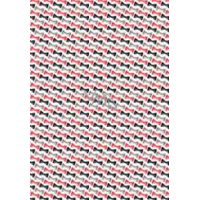 Ditipo Gift Wrapping Paper 70 x 100 cm White with Red, Black, and Gray Butterflies 2 Sheets