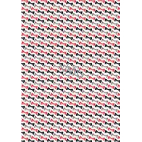 Ditipo Gift wrapping paper 70 x 100 cm White red, black and gray bow ties 2 sheets